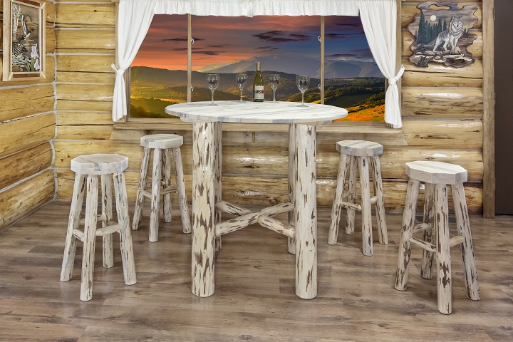 log bar stool table set