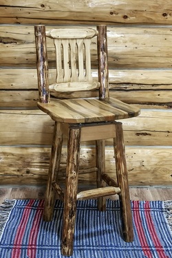 log bar stool with swivel